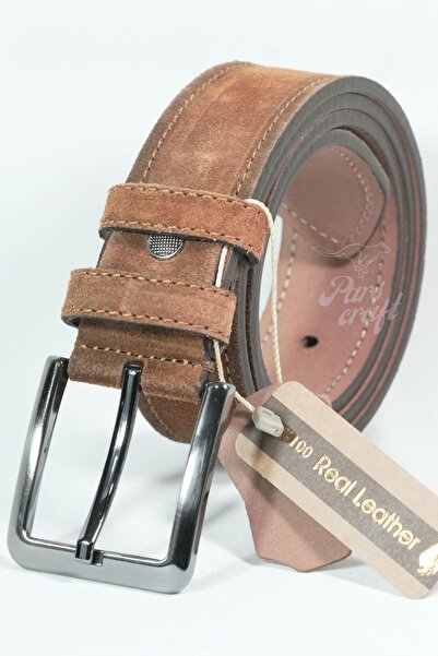 Parscraft Γνήσια δερμάτινη ανδρική ζώνη από καστόρι καφέ 4 εκ