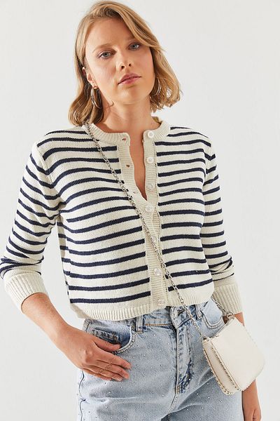 Bianco Lucci 20247506   Modell gestreifter Pullover