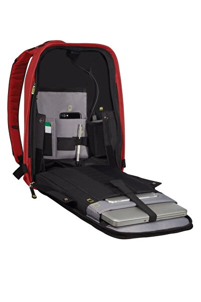 Samsonite KA6-10-001 حقيبة ظهر للكمبيوتر المحمول Securipak مقاس 15.6 بوصة، باللون الأحمر