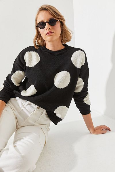 Bianco Lucci Gepunkteter Strickpullover für Damen - 20246212