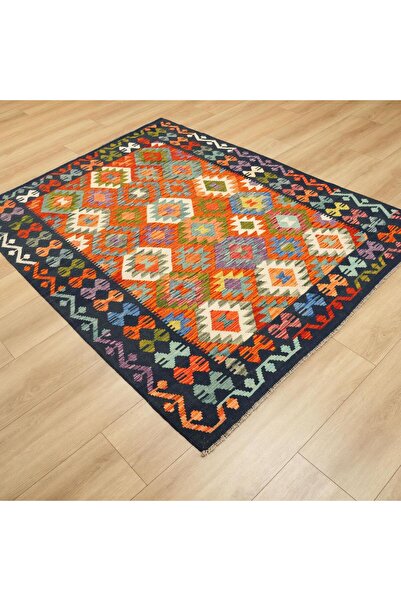 Halıcızade El Dokuma Yün Otantik Desenli Çok Renkli Kilim