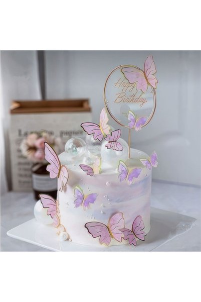 printiks Edible Paper Cake Cupcake Top Pink Butterfly Picture Edible Paper Print