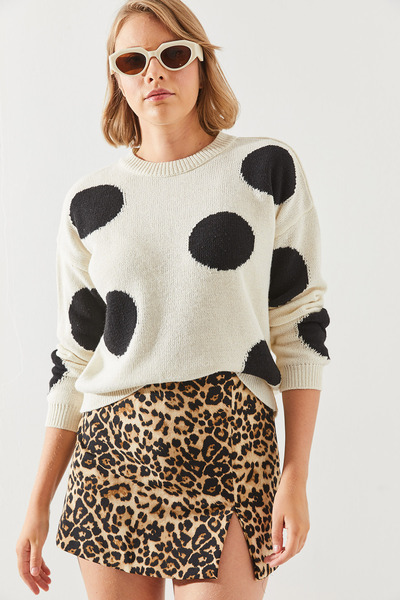 Bianco Lucci Puntíkovaný dámský úpletový svetr - 20246212