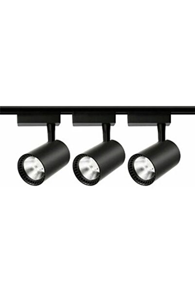 Genel Markalar Led 3 Adet 30w Ray Spot Vitrin Mağaza Armatürü1 Metre Raylı Siyah Kasa Beyaz Işık Renk RaySpot