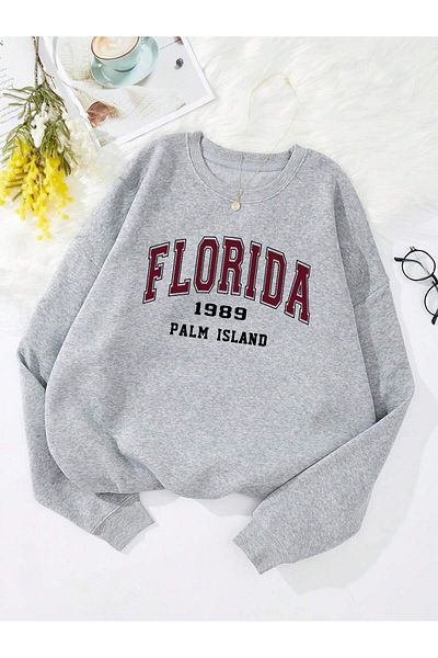 MODARİCH Florida 1989 - Γκρι φούτερ με λαιμόκοψη μεγάλου μεγέθους