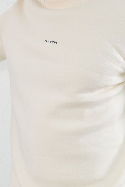 MAN EDITION Ecru Color Crew Neck Sweat - Minimal Printed Ee 100227696 -7696