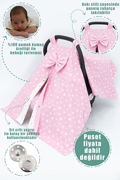 mordesign %100 Pamuk Kumaşlı, Ortopedik Bel Destekli Puset Minderi, Örtü Ve Çarşaf 3' Lü Set, Stars Serisi