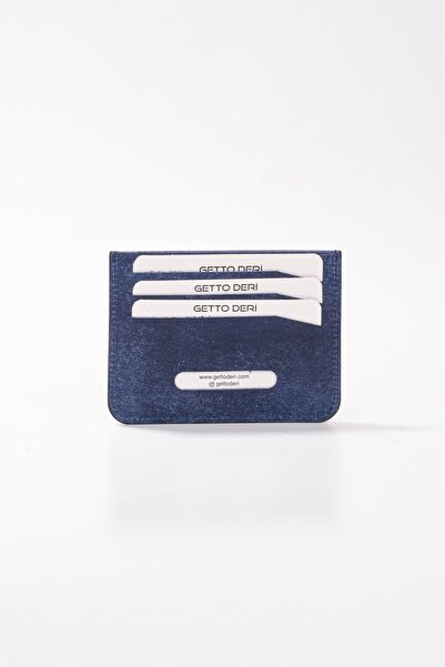 Getto Deri Warrior Genuine Leather Card Holder - SAX Navy Blue