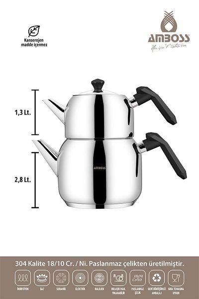 Amboss Opal Large Size Stainless Steel Teapot Suitable for All Stoves Opa-6978