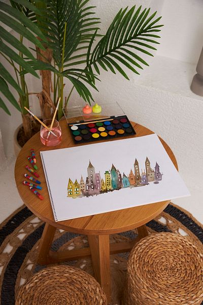 printkonsept 6 كتب رسم حلزونية للمدرسة - 35*50 سم غطاء من الورق المقوى للمناظر الطبيعية، مجموعة 15 ورقة