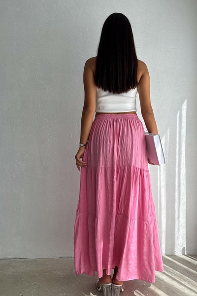 FEMELLE Pink long Women's Skirt - Elastic Waist and Slit