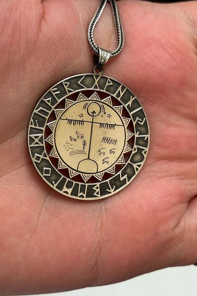 cheetah quality Göktürk Sembollu 925 Ayar Gümüş Özel Yapım Erkek Kolyesi