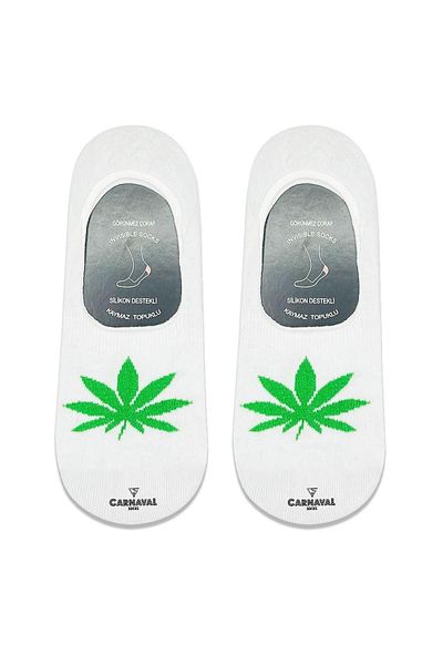 CARNAVAL SOCKS Бели силиконови балерини с шарка на листа от мари, неплъзгащи се