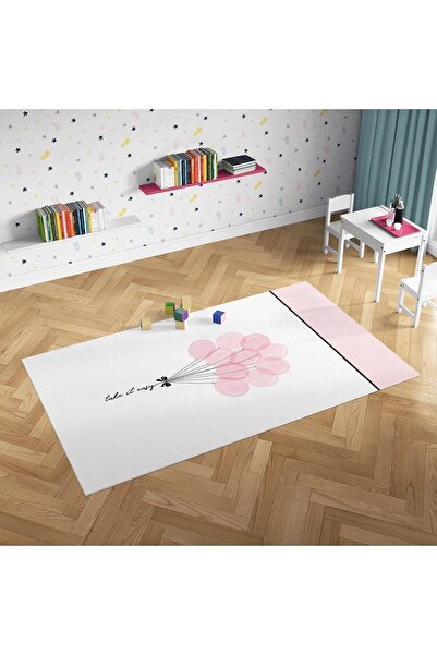 Evmila Dijital Baskı Pembe Balonlar Çocuk Halısı ( 7mm Kalınlık )