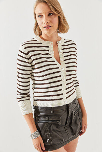 Bianco Lucci 20247506 Model Striped Sweater
