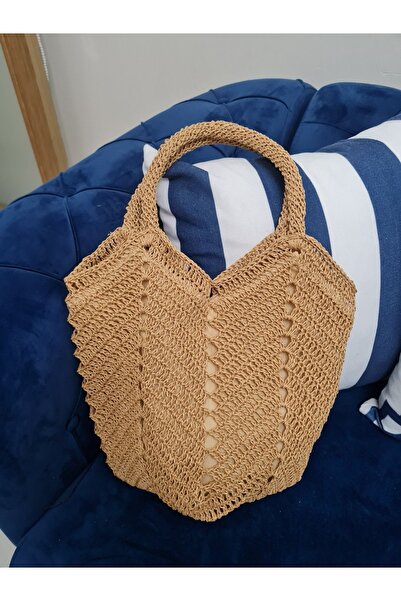 Verda Desing Hasır Küçük Boy Kol Plaj Çantası El Örgüsü