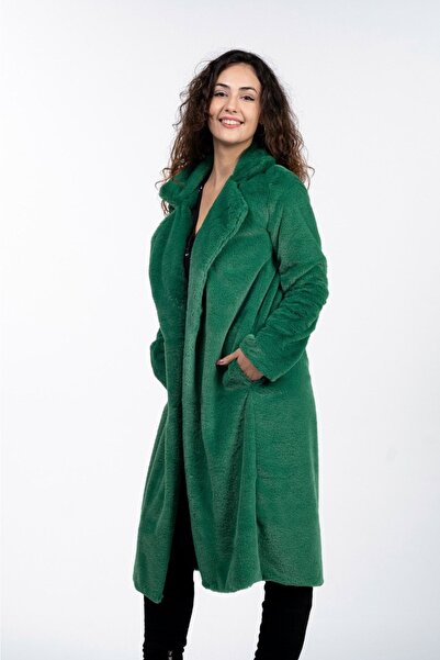 KürkZone Kadın Yumuşacık Peluş Kürk Kaban