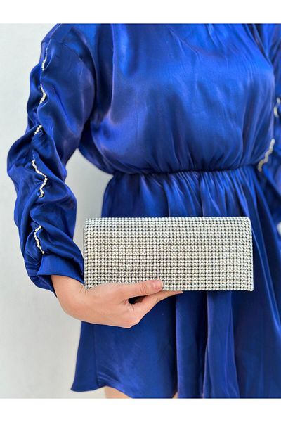 Sh Poly Γυναικείο βραδινό φόρεμα Clutch με χρυσή πέτρα - Τσάντα χειρός και γάμου