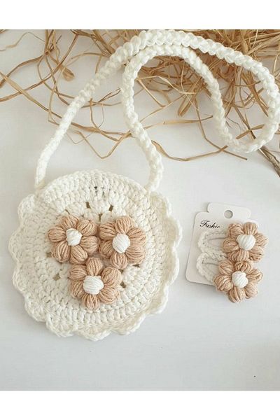 AFRALYAHOME Set geantă decorativă din tricot și cataramă pentru fetiță/copil