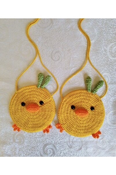 afralya home Kız Bebek/Çocuk Dekoratif Örgü Çanta ve Toka Takımı