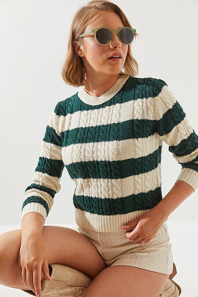 Bianco Lucci Pruhovaný dámský svetr - Crew Neck 20247503