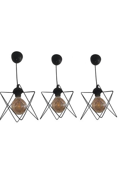 Semboldekor 3 Black Zigzag Single Chandelier (without glass)