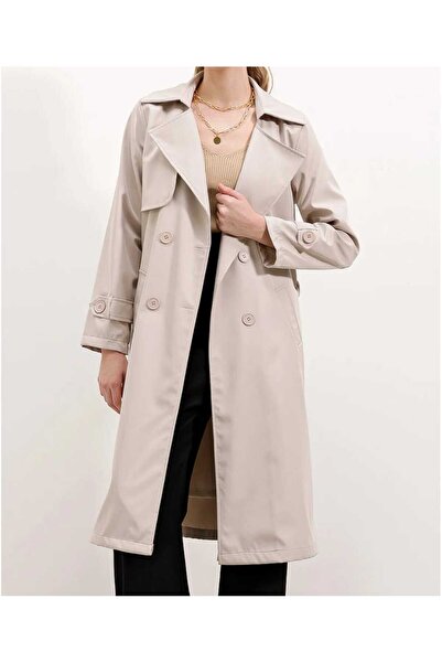 Birru Butik Bigdart Kadın Kruvaze Yaka Trençkot