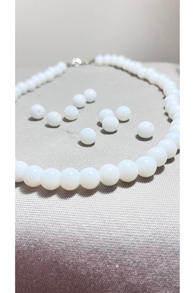 Atelier By Serkan White Color Shiny Bead Necklace