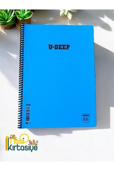 Nasip Kırtasiye A4 Size Light Blue Plastic Closed 72 Sheets Line Notebook