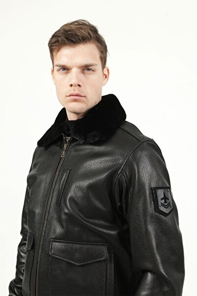 Dericlub Montreal Jumbo Collar - Men's Furry Genuine Leather Coat