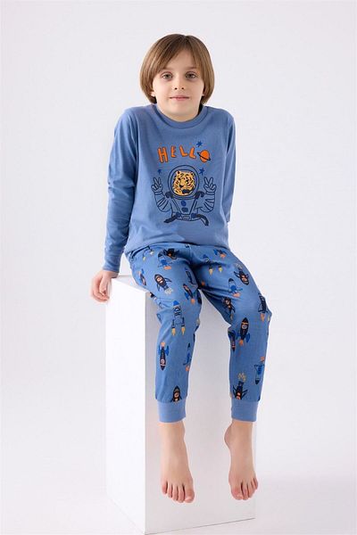 Rolypoly Costum de pijama albastru cu maneca lunga pentru baietel