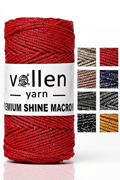 vollen yarn 100Gr/150M Premium Glitter Polyester Macrame Bag - Charger and Bracelet Lanyard