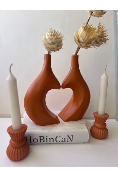 BLANJ Hugging Dear Tile Heart Vase and Candle Holder