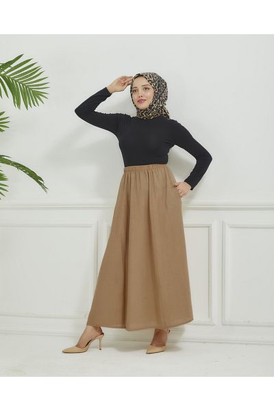Himateks 6 Piece Linen Blended Skirt with Pockets