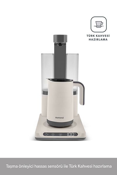 HOMEND Smart Royaltea Plus 2 - 1 Talking, Automatic Tea and Turkish Coffee Machine Cream