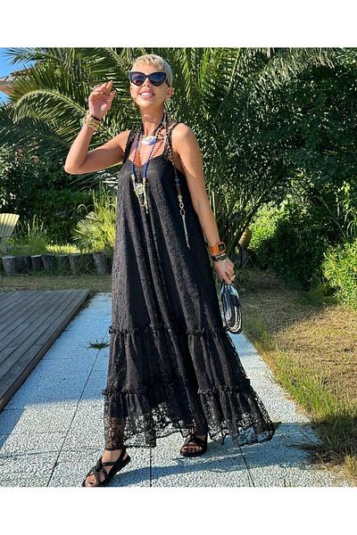 Natavan Rochie din tul cu bretele din dantela