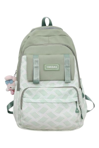 roys joys Geantă de școală verde moale cu ergonomie și accesorii - stil coreean