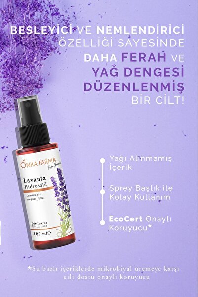 OnkaFarma Onka Farma Lavanta Suyu / Hidrosolü Tonik Yağı Alınmamış Doğal Içerik