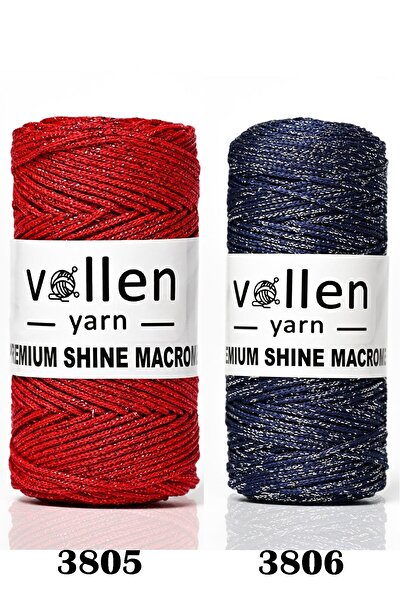 vollen yarn Premium simli 100Gr/150M polyester makrome çanta ipi , supla ipi, bileklik ipi