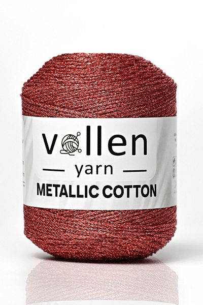 vollen yarn Premium Metallic Cotton - Glittered Evening Dress, Bag, Vest and Amigurumi Thread, 100Gr 150Mt