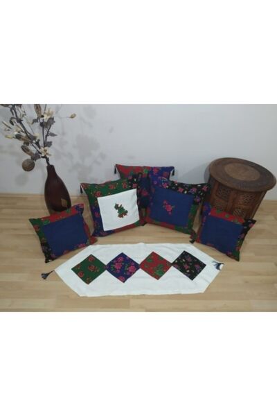 moms and babies Otantik Yastık Kırlent Runner Masa Örtüsü Takımı