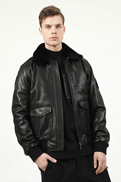 Dericlub Montreal Jumbo Collar - Men's Furry Genuine Leather Coat