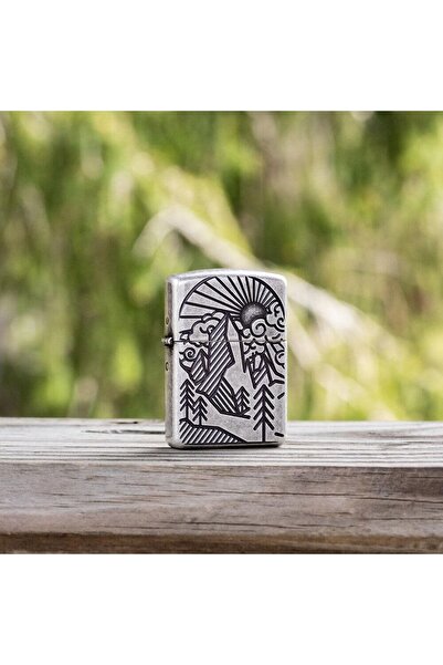 Zippo Armor® Antique Silver Mountain Design