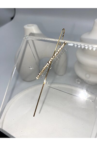 ŞULE ÇALIŞKAN BUTİK VE KUYUMCULUK Çapraz Detay Baston Kıkırdak Gümüş Küpe S925