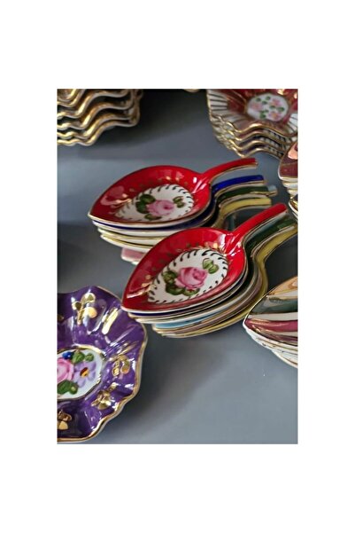 Handmade Esterhomedecor 6-piece Brown Color Hand Painted Side Turkish DElight Bowl Set