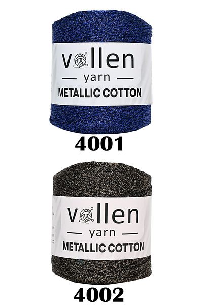 vollen yarn Premium Metallic Cotton - Glittered Evening Dress, Bag, Vest and Amigurumi Thread, 100Gr 150Mt