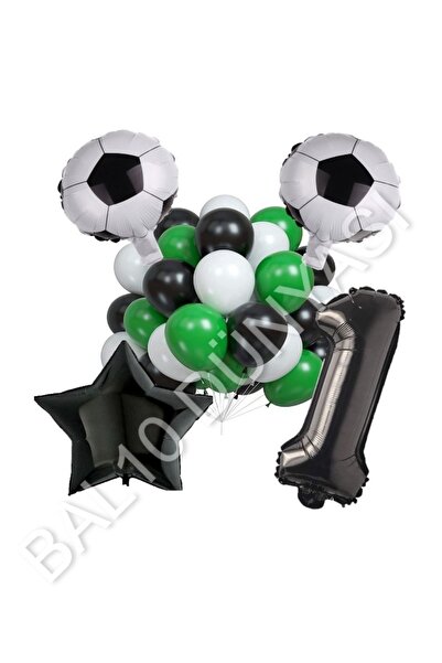 BAL10 DÜNYASI Football Ball Star Number Latex Balloon Set Age 1