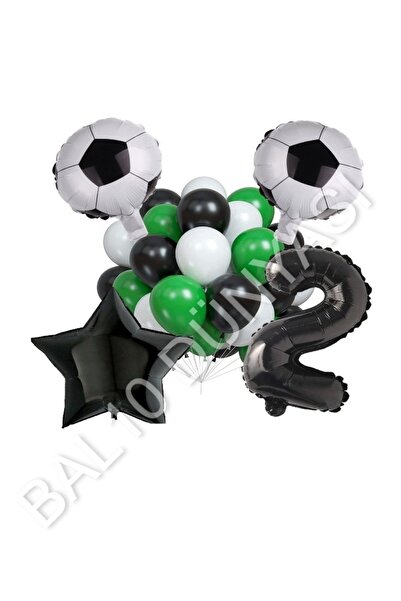 BAL10 DÜNYASI Football Ball Star Number Latex Balloon Set Age 2