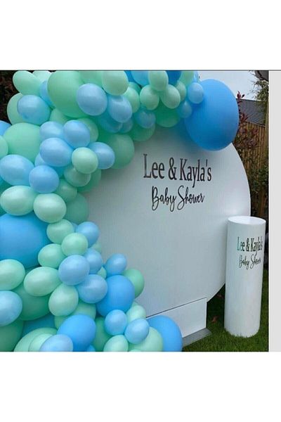 BAL10 DÜNYASI Pastel Mint Green and Blue Macaron Balloon Chain 50 Pieces