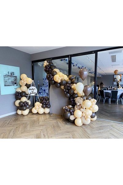 BAL10 DÜNYASI Chocolate Brown-tan Color Balloon Chain 100 Pieces + 5 Mt Balloon Chain